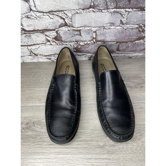 ECCO Black Leather Driving Loafers Mens Size 44 US 10-10.5 Classic Slip On Moc - Picture 12 of 16
